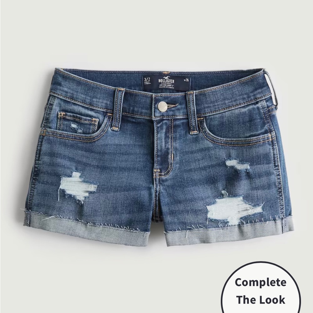 hollister dark blue denim shorts 0/w23